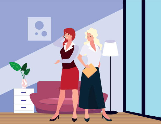 商界女性在客厅里与人不同图片下载