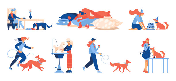 设置与快乐的主人和他的宠物狗照顾图片下载