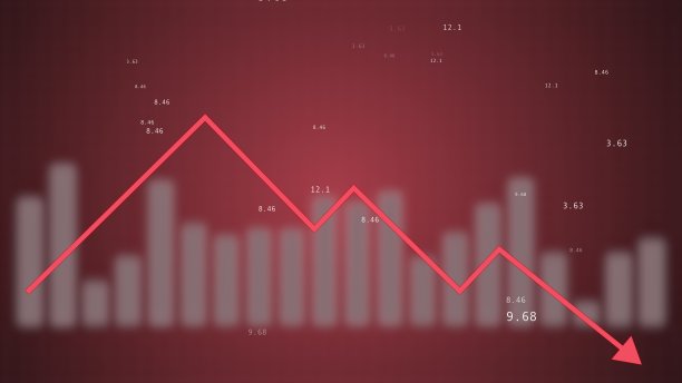 红色动态向下趋势图风格化动画。图片下载