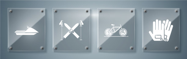 戴上手套，自行车滑雪板，木棍和水上摩托图片下载