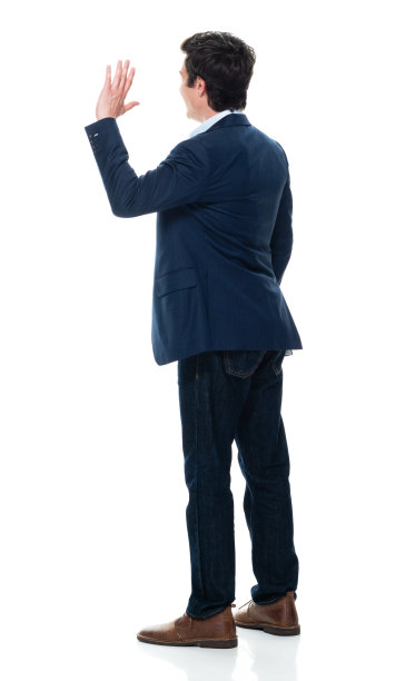 白人男性商人站在白色背景下穿着漂亮的休闲装图片下载