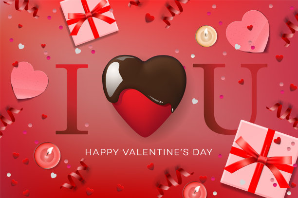 网上横幅为情人节top view on图片下载