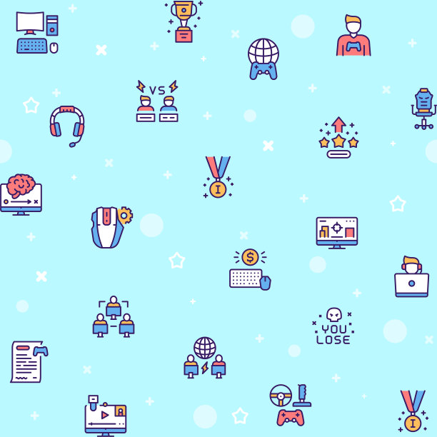 电子竞技颜色线性图标集图片下载