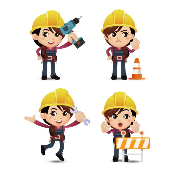 可爱的设置专业人员与不同的姿势。向量图片下载