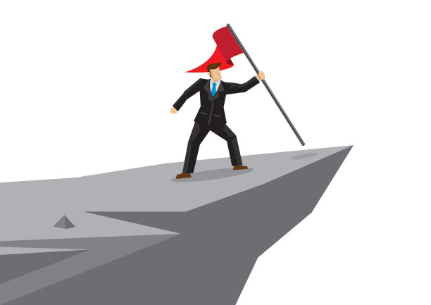 商人爬上了山顶。领导的概念和企业世界的挑战。矢量插图。图片下载