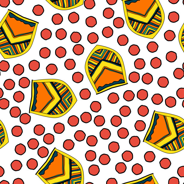 纹章符号-纹章和红点。无缝模式由程式化的herldry元素组成。适合儿童房间墙纸或包装纸。古老的贵族和骑士制度。图片下载