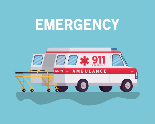 救护车和担架矢量设计图片下载