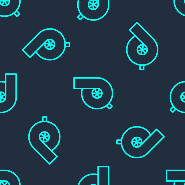 汽车涡轮增压器图标隔离无缝模式的蓝色背景。车辆性能涡轮。涡轮压缩机归纳。矢量图图片下载