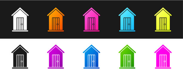 将Farm house图标隔离在黑白背景上。矢量图图片下载