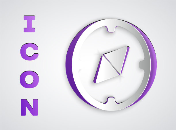 剪纸指南针图标孤立在灰色背景。Windrose导航的象征。风向玫瑰图信号。纸艺术风格。矢量图图片下载