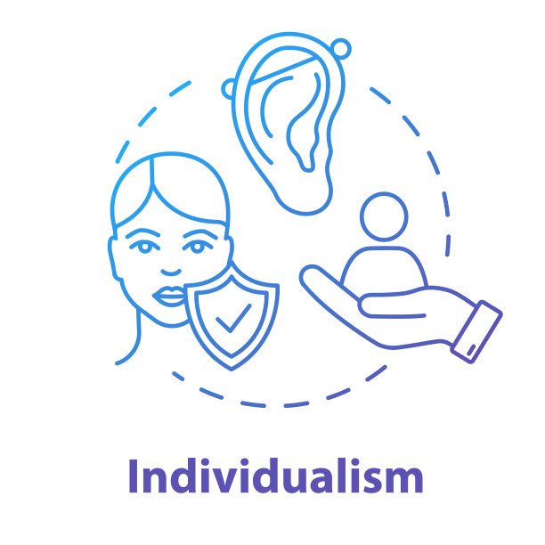 个人主义蓝色概念图标。自我肯定。自由的行动。个人主义女权主义思想的细线例证。矢量隔离轮廓RGB彩色绘图图片下载