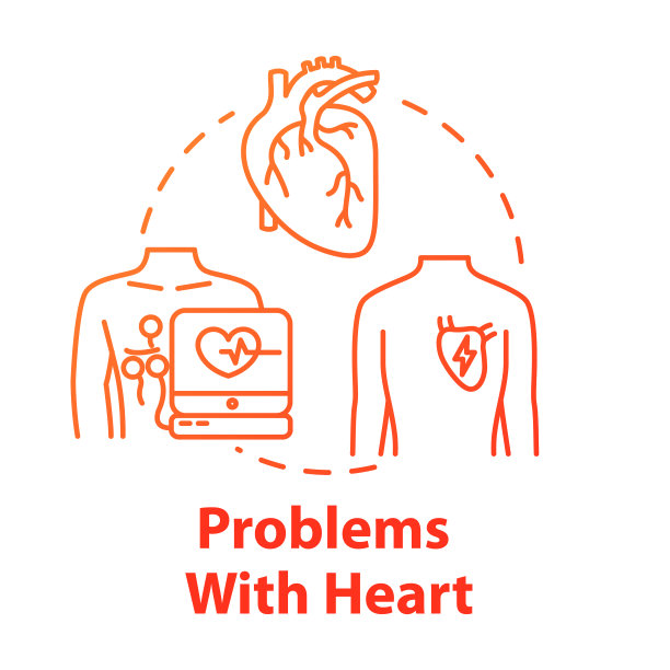 心脏概念图标的问题。心脏病发作。紧急治疗。医院诊断。心搏想法细线插图。矢量隔离轮廓RGB彩色绘图图片下载