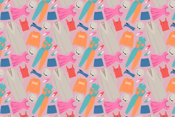 在灰色背景上穿不同的衣服。时尚的衣服图片下载