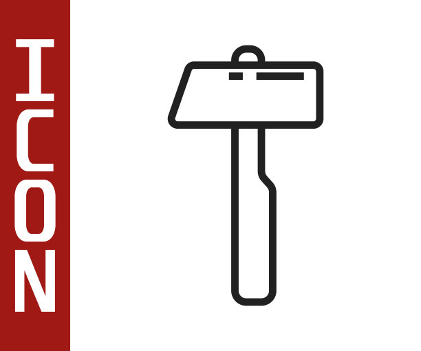 黑线锤图标孤立在白色背景。修复的工具。矢量图图片下载