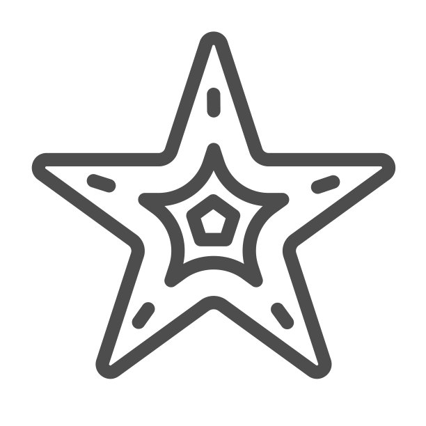 海星线性图标：航海概念，白色背景上的海星标志图片下载