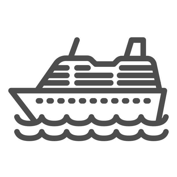 游轮线性图标，海洋概念，白色背景上的航海帆船标志，用于移动概念和网页设计的海洋游轮轮廓风格图标。矢量图形图片下载