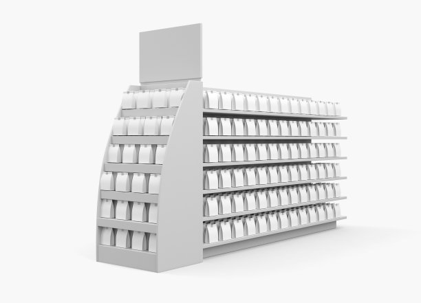 一套空超市货架与空白产品图片下载