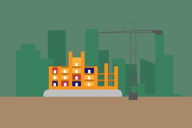 用于提升高处物体的高层建筑起重机的构造图解。图片下载