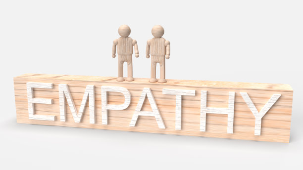 图玩具和同理心木材文本3d渲染背景内容。图片下载