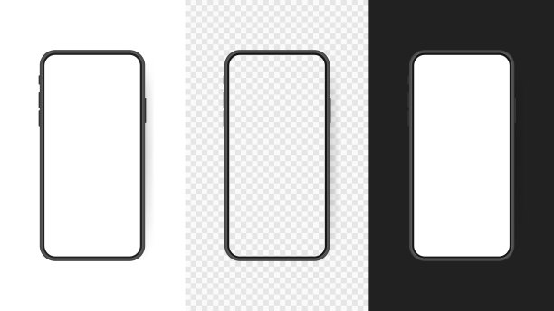设置现实的智能手机空白屏幕，手机模型孤立在透明的背景。用于信息图或演示UI设计界面的模板图片下载