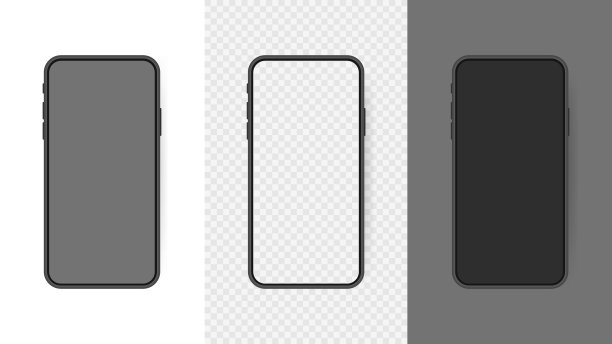 设置现实的智能手机空白屏幕，手机模型孤立在透明的背景。用于信息图或演示UI设计界面的模板图片下载