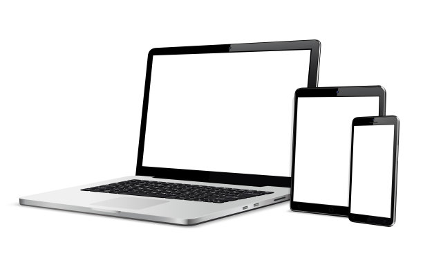 笔记本电脑，平板电脑，手机模型。响应式网页设计数字设备。图片下载