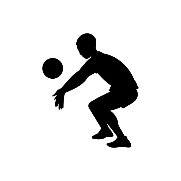 剪影排球或篮球运动员平图片下载