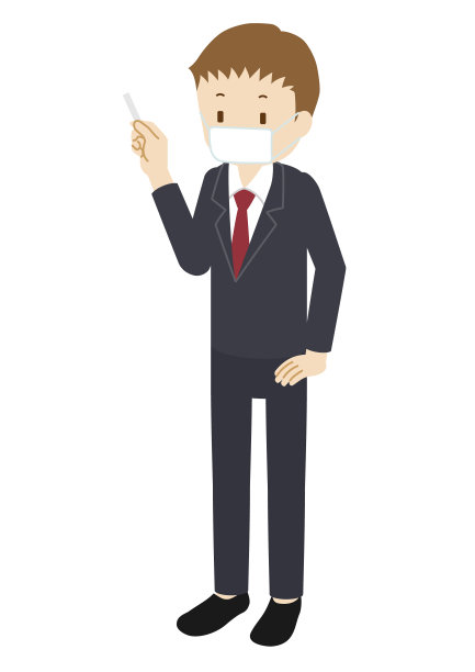 插图的补习班老师(男性)戴着面具和教学图片下载