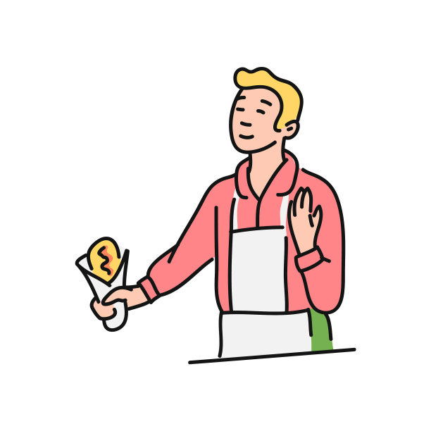 卡通街头小吃小贩手里拿着一个蛋筒图片下载