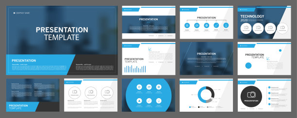 业务表示模板集。用于演示，传单和传单，公司报告，营销，广告，年度报告，横幅，年度报告小册子，公司简介。图片下载