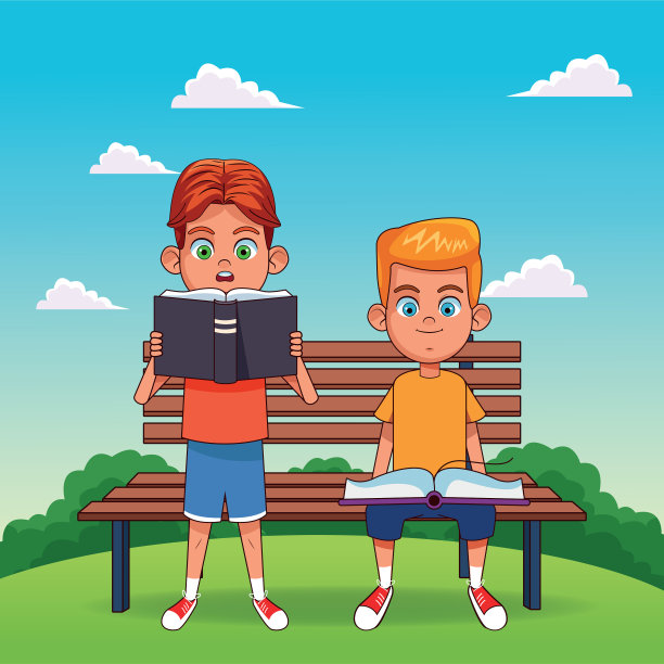 卡通男孩站着看书和男孩图片下载