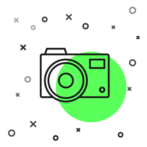 黑线照片相机图标孤立在白色图片下载