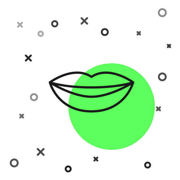 黑线微笑的嘴唇图标孤立在白色图片下载