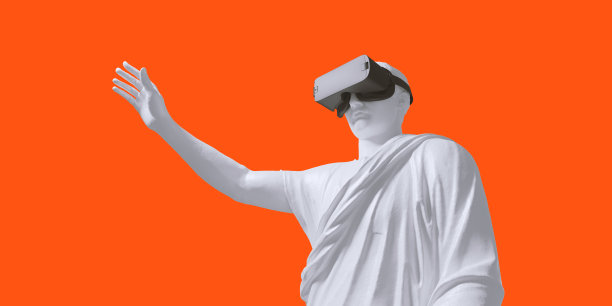 佩戴VR眼镜的人形雕塑。图片下载