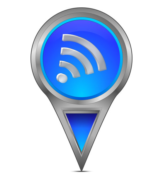 地图指针与免费WiFi符号- 3D插图图片下载