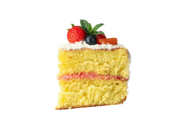 一块孤立在白色背景上的浆果奶油蛋糕图片下载
