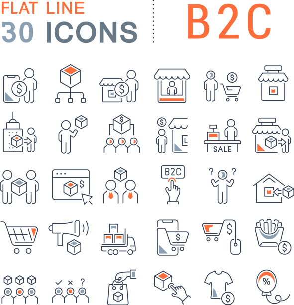 B2C图标线条图片下载