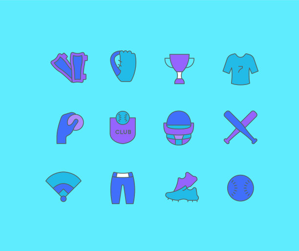 设置简单的线条图标棒球图片下载