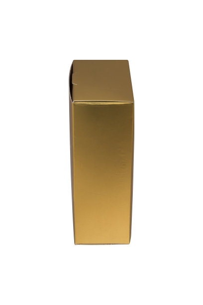 小的金色纸板箱香水或产品隔离在白色背景图片下载