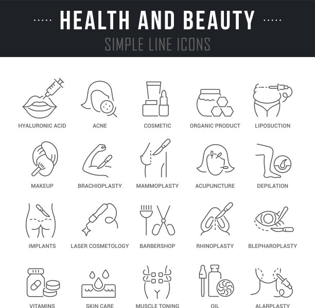 设置线条图标健康和美丽图片下载