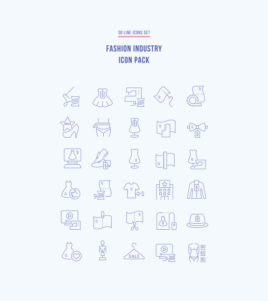 设置线性图标时尚产业图片下载