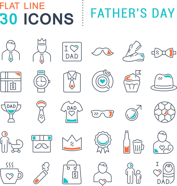 设定线条图标父亲节图片下载
