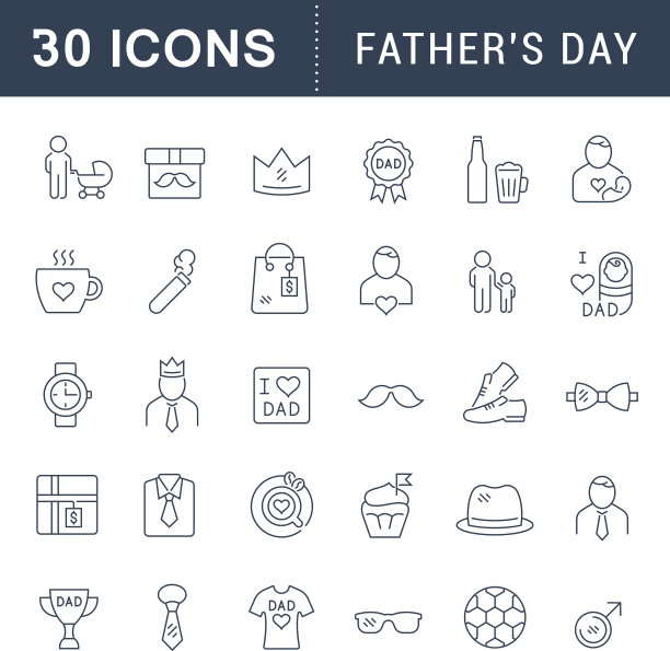 设定线条图标父亲节图片下载