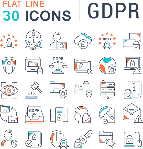 GDPR图标线条图片下载