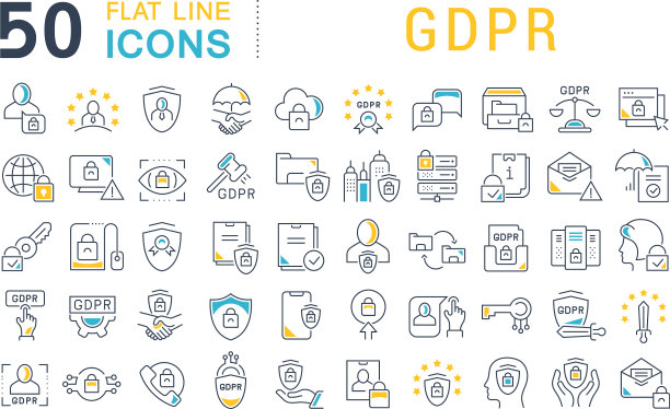 GDPR图标线条图片下载