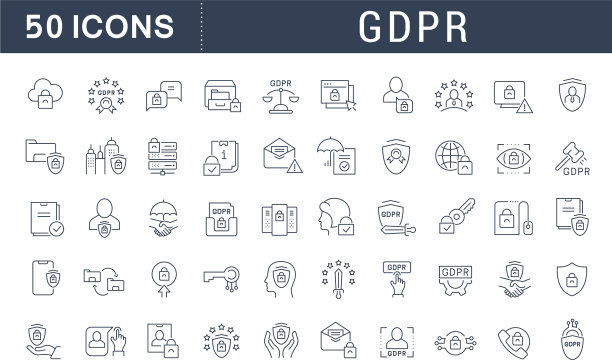 GDPR图标线条图片下载