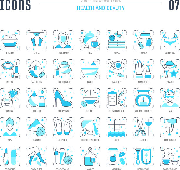 设置蓝线图标健康和美丽图片下载