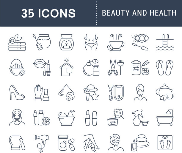 设置线条图标美丽和健康图片下载