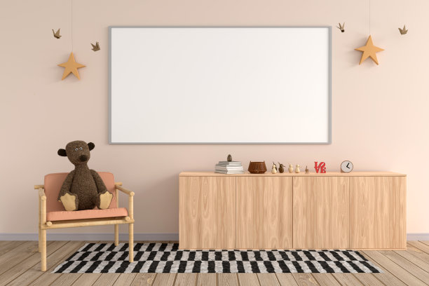 儿童游戏室，配备橱柜，3D渲染图片下载