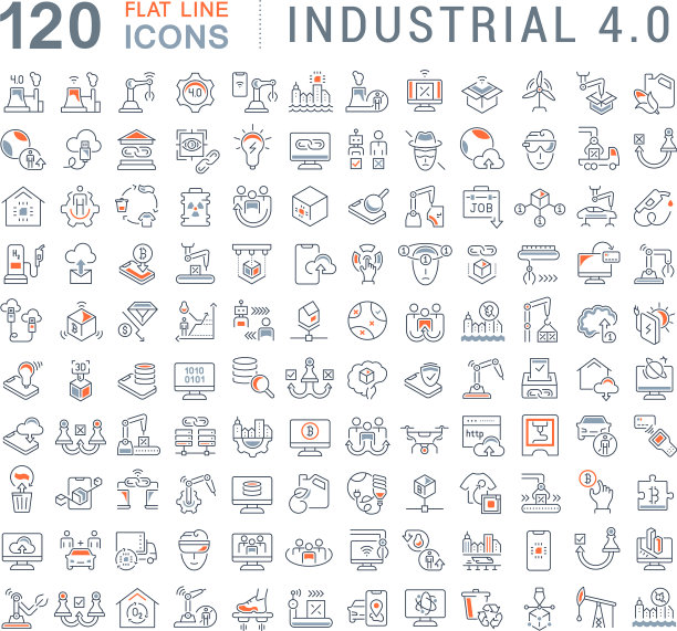 设置线条图标工业40图片下载